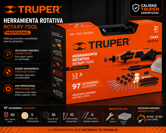 TRUPER PRO Herramienta rotativa 135W con 97 accesorios